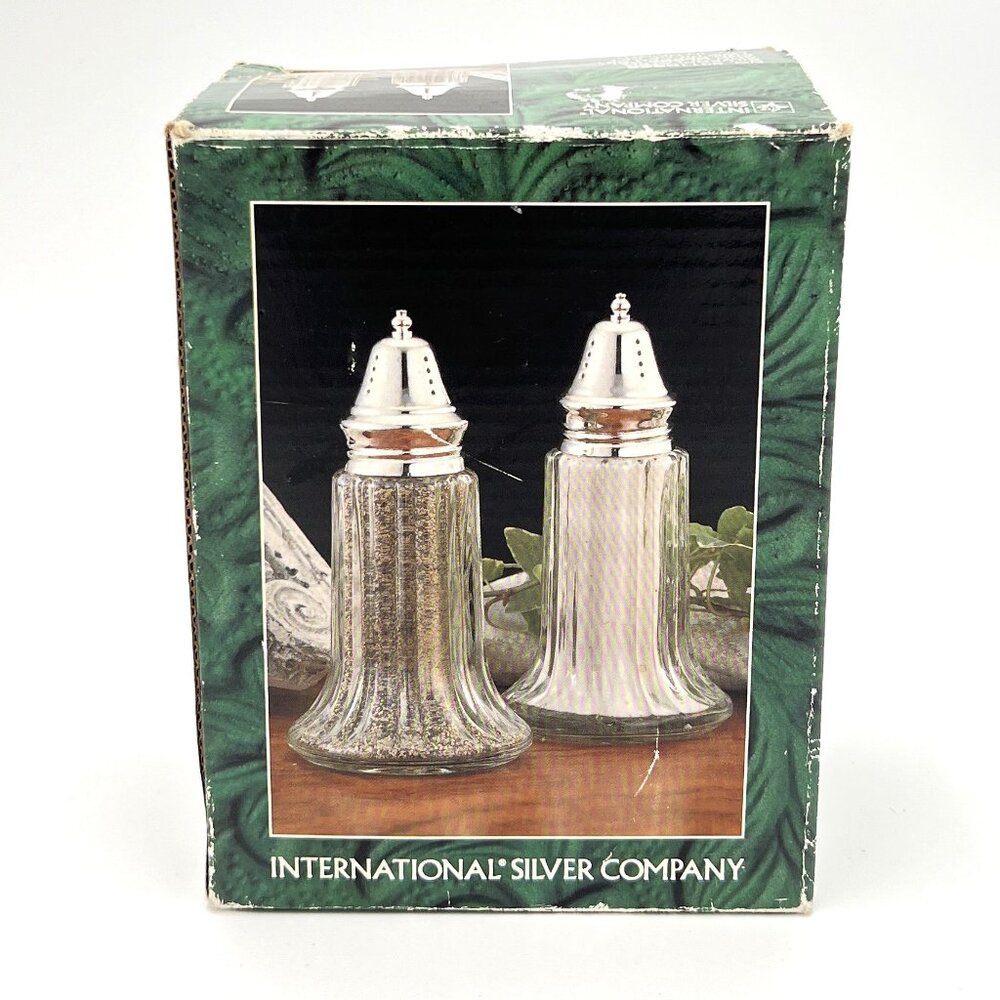 Vintage Salt/Pepper Set Extra Large 6" International Silver Company Silver Plate